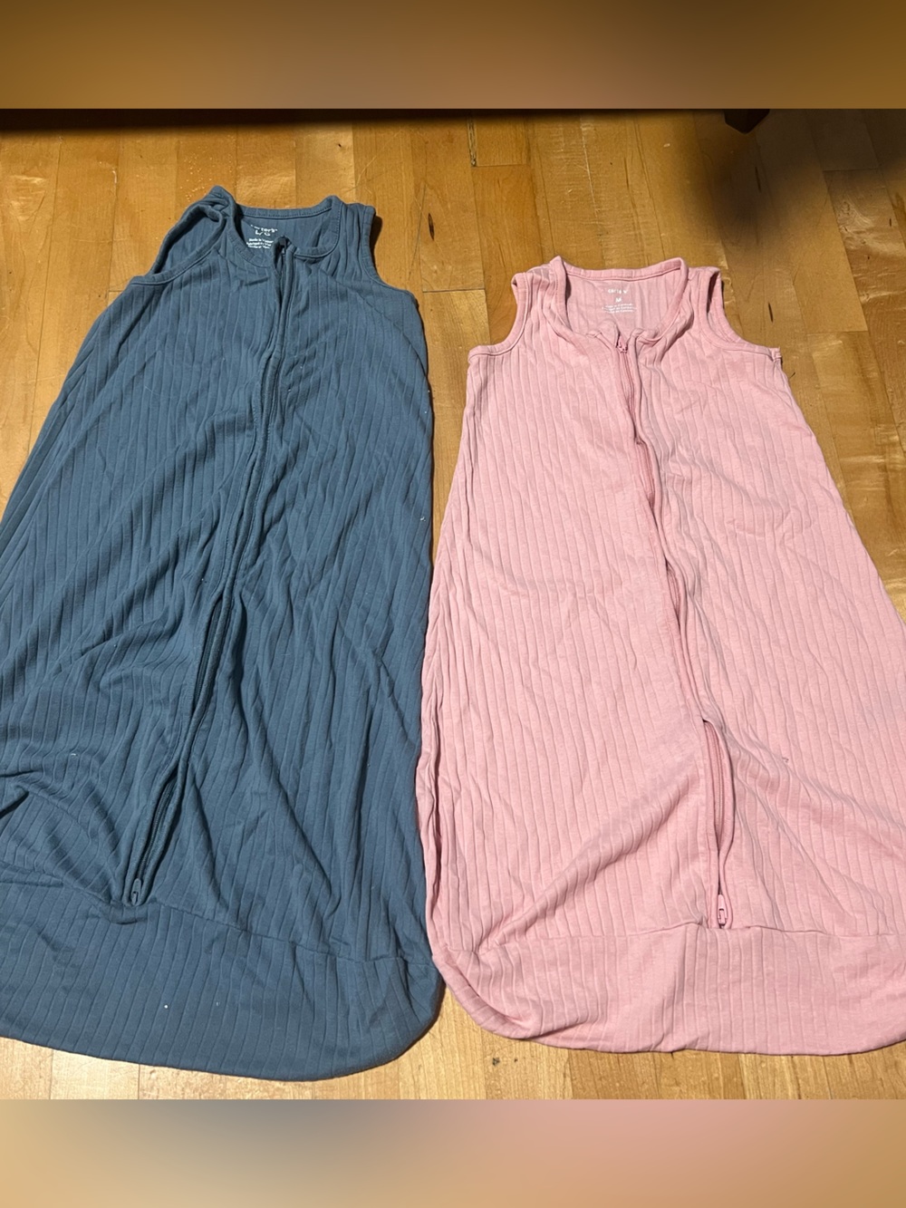 Sleeveless Ribbed Sleep Sack Dress - Pink M and Blue L
